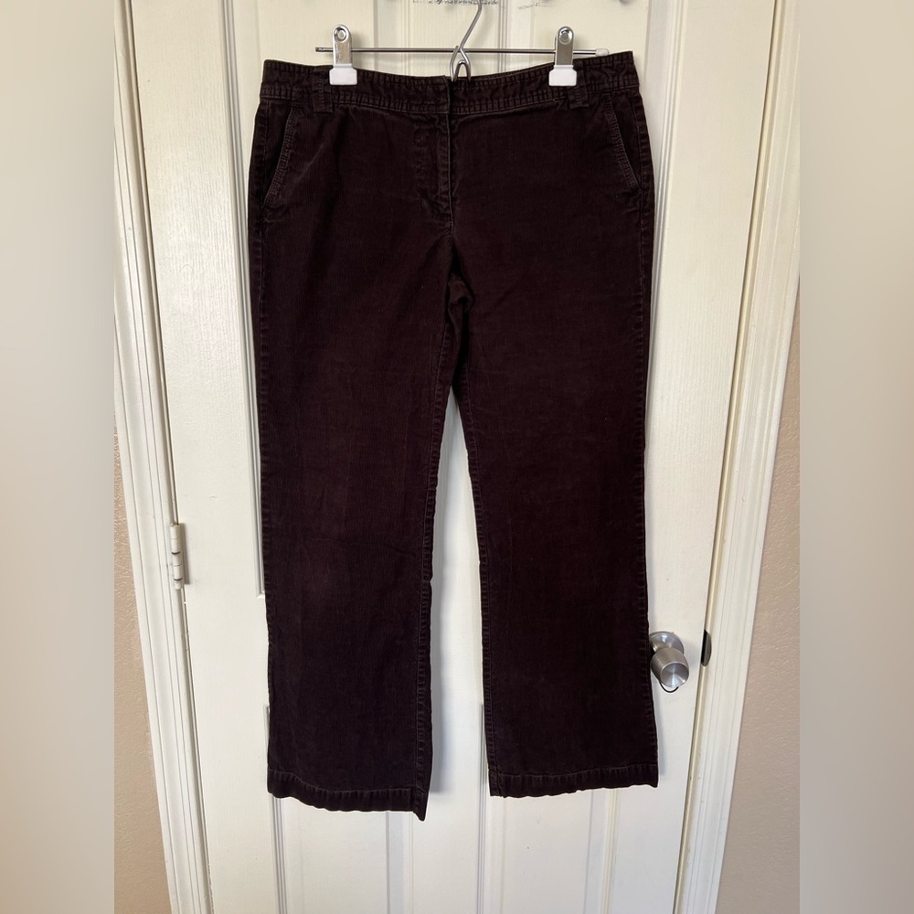 J. Crew City Fit Women's Dark Plum Corduroy Flare Jeans 100% Cotton Low-Rise